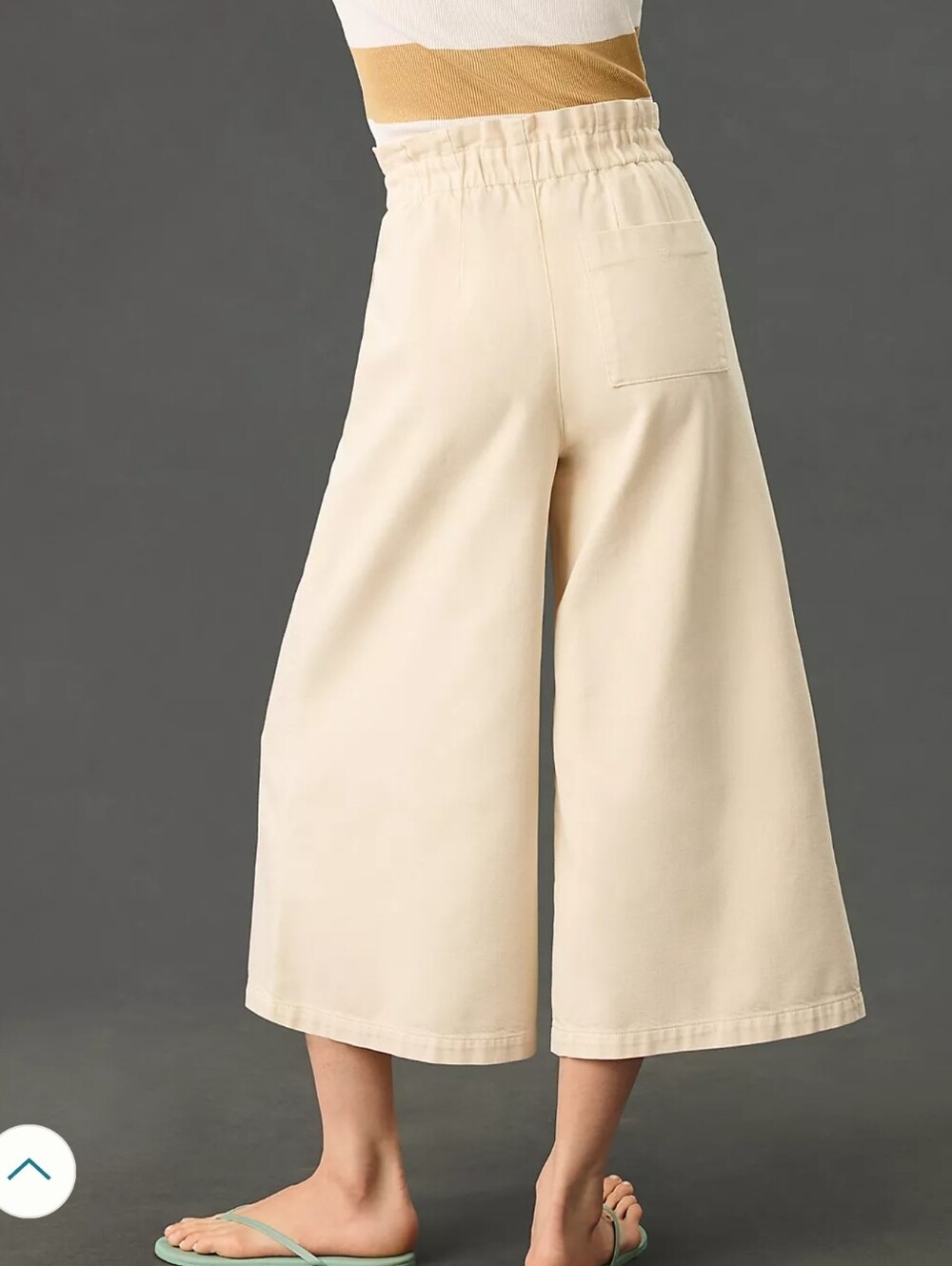 Pilcro Paperbag Waist Wide Leg Cropped Pants - Cream Size Xxs - Picture 2 of 15